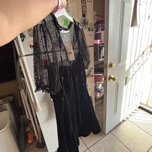 Lush Black Lace Overlay Dress